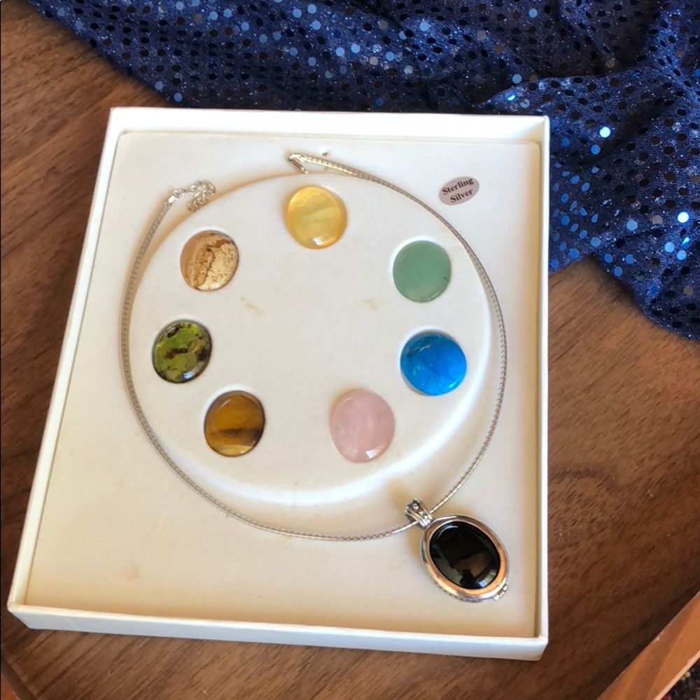 Sterling silver multi stone necklace